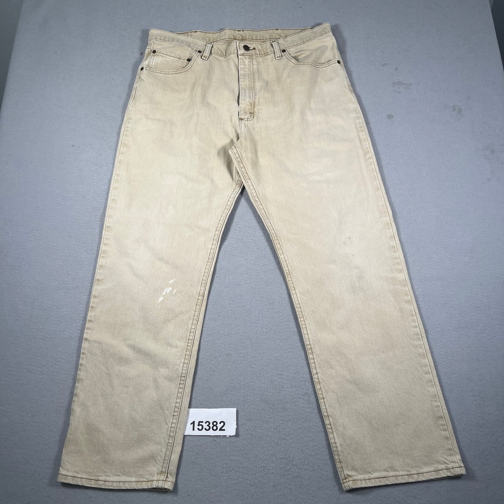 Wrangler Regular Fit Jeans Mens 38x30 Tan Good Straight Leg